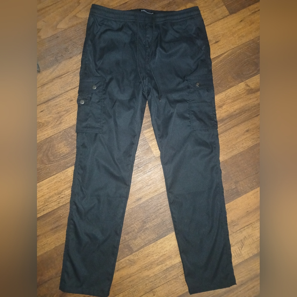 Men's Black Cargo Drawstring Pants Size Large 32